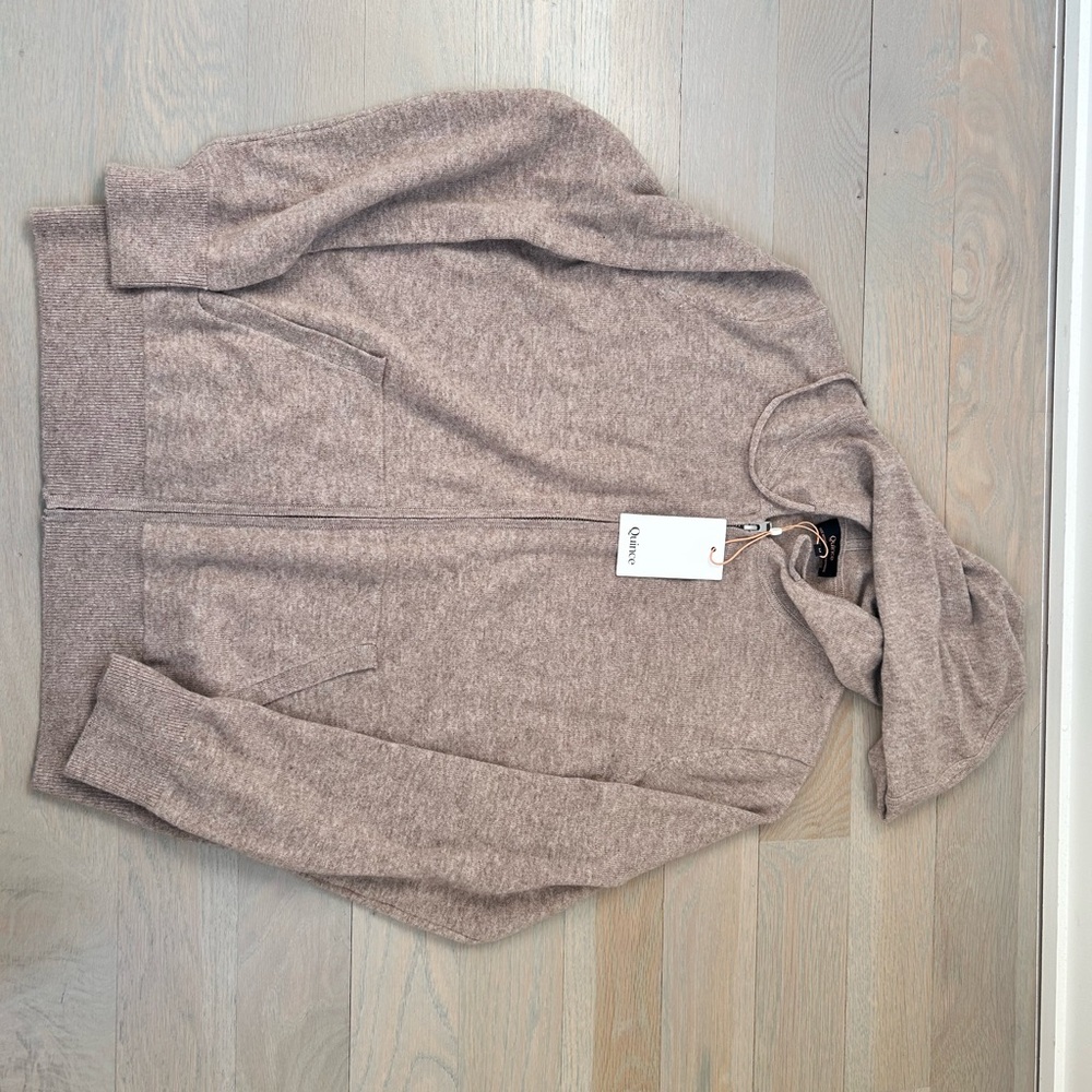 New Quince Mongolian Cashmere Full-Zip Hoodie oatmeal women’s size M